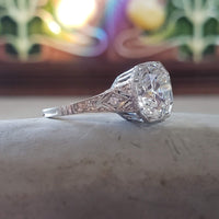 Platinum Edwardian Filigree 2.36ct diamond antique Ring