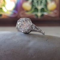Platinum Edwardian Filigree 2.36ct diamond antique Ring