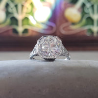 Platinum Edwardian Filigree 2.36ct diamond antique Ring