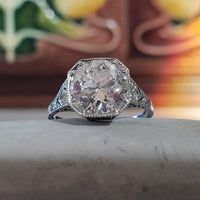 Platinum Edwardian Filigree 2.36ct diamond antique Ring