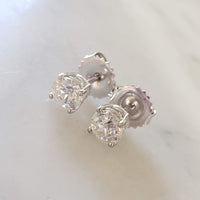 14k white gold old European cut diamond studs earrings - 1.01ct tw