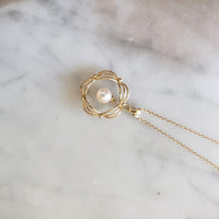 14k gold pearl necklace pendant