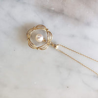 14k gold pearl necklace pendant