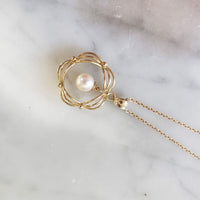 14k gold pearl necklace pendant