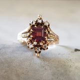 10k gold Victorian diamond & garnet ring