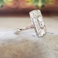 14k gold white gold c.1920s filigree diamond glove Ring