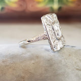 14k gold white gold c.1920s filigree diamond glove Ring