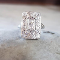 14k gold white gold c.1920s filigree diamond glove Ring