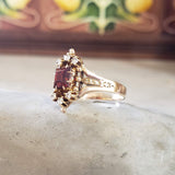 10k gold Victorian diamond & garnet ring