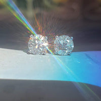 14k white gold old European cut diamond studs earrings - 1.01ct tw