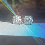 14k white gold old European cut diamond studs earrings - 1.01ct tw
