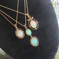 10k yellow gold Opal DECO necklace pendant