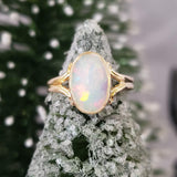 10k yellow gold opal Deco ring