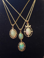 10k yellow gold Opal DECO necklace pendant