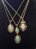 10k yellow gold Opal DECO necklace pendant