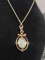 10k yellow gold Opal DECO necklace pendant