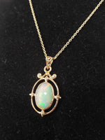 10k yellow gold Opal DECO necklace pendant