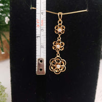 10k gold Victorian diamond floral drop necklace pendant lavaliere