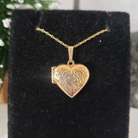 14k yellow gold estate heart locket pendant necklace