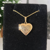 14k yellow gold estate heart locket pendant necklace