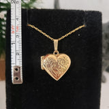 14k yellow gold estate heart locket pendant necklace