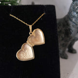 14k yellow gold estate heart locket pendant necklace