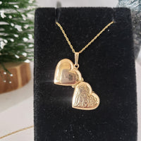 14k yellow gold estate heart locket pendant necklace