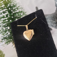 14k yellow gold estate heart locket pendant necklace