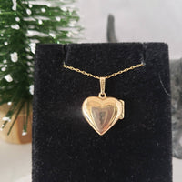 14k yellow gold estate heart locket pendant necklace