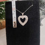 14k white gold diamond heart necklace pendant