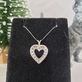 14k white gold diamond heart necklace pendant