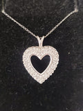 14k white gold diamond heart necklace pendant