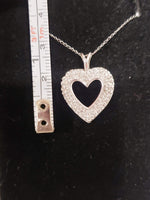 14k white gold diamond heart necklace pendant