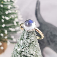 14k gold two tone Victorian Moonstone ring