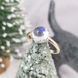14k gold two tone Victorian Moonstone ring