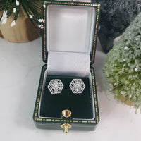 14k white gold filigree diamond studs earrings - .10ct tw