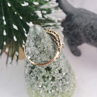 14k gold two tone mine cut diamond & Emerald estate c.30s ring