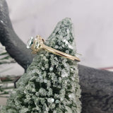 14k gold two tone mine cut diamond & Emerald estate c.30s ring