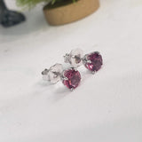 14k gold Pink Tourmaline scroll Studs