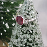 375 white gold pink Tourmaline & Diamond estate Ring