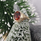 14k yellow gold CITRINE estate engraved ring