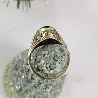 14k yellow gold CITRINE estate engraved ring