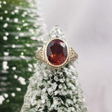 14k yellow gold CITRINE estate engraved ring