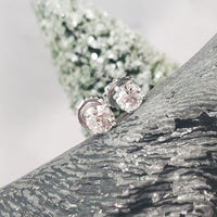 14k white gold old European cut diamond studs earrings - 1.01ct tw