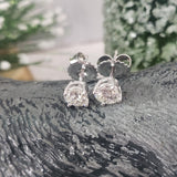 14k white gold old European cut diamond studs earrings - 1.01ct tw
