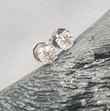 14k white gold old European cut diamond studs earrings - 1.01ct tw