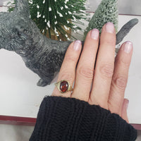 14k yellow gold CITRINE estate engraved ring