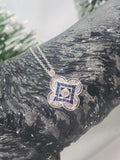 14k gold white gold sapphire & diamond DECO style necklace pendant