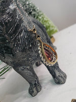 Edwardian pear cut Tourmaline & old cut Diamond halo pendant necklace lavaliere