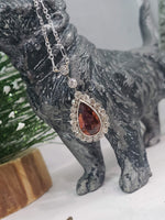 Edwardian pear cut Tourmaline & old cut Diamond halo pendant necklace lavaliere